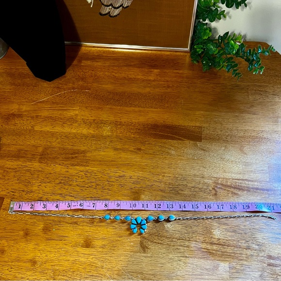 Southwestern Sterling Silver & Kingman Turquoise Naja Necklace - Picture 9 of 11